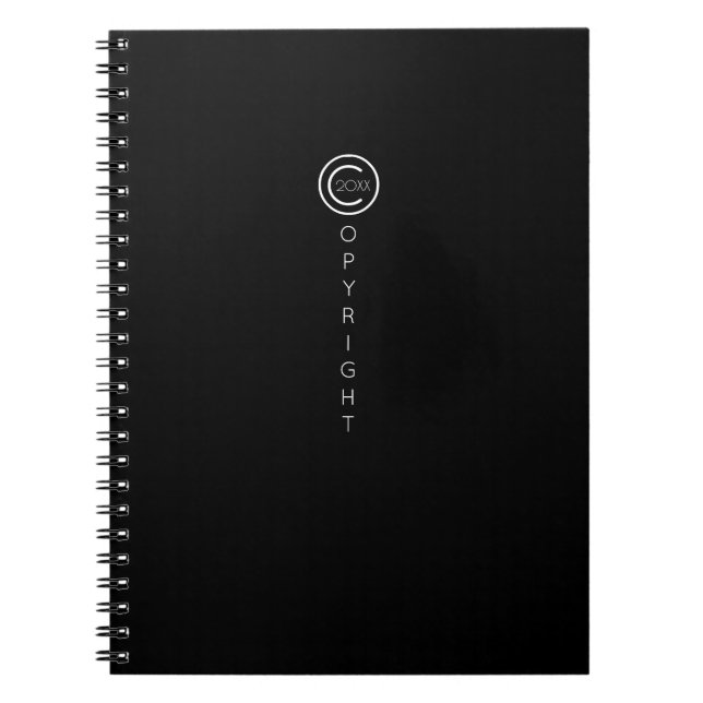 Copyright Modern Typographical Black Notebook (Front)