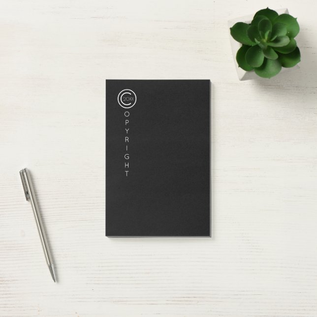 Copyright Modern Typographical Black Post-it Notes (Office)