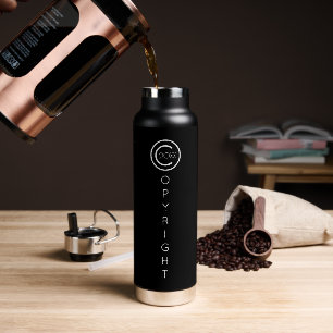 Copyright Modern Typographical Black Water Bottle