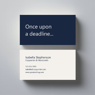 Copywriter Freelance Writer Modern Navy Blue White Business Card