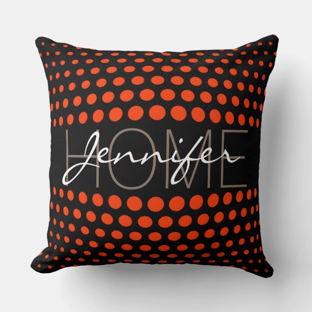 Coquelicot polka dots home monogram cushion (Front)