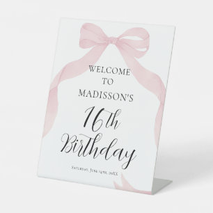 Coquete pink bow Birthday Welcome sign