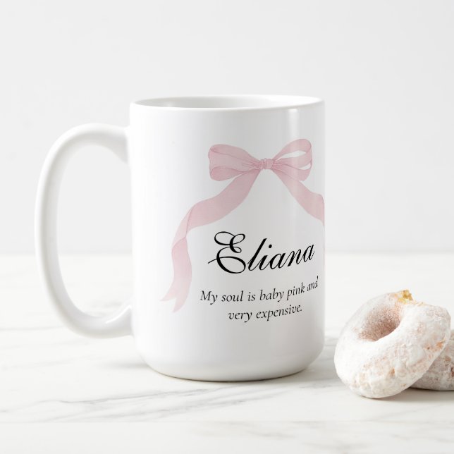 Coquete pink bow Classic Sticker  Coffee Mug (With Donut)