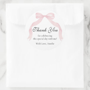 Coquete pink bow Thank You Classic Sticker