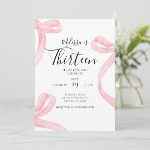 Coquette 13th Birthday Invitation Girl   Fancy Bow
