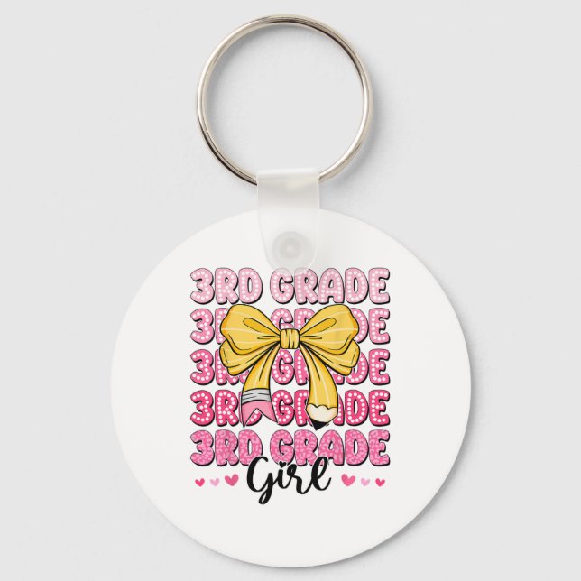 Coquette 3rd Grade First Day Of Back To School Gir Key Ring (Front)