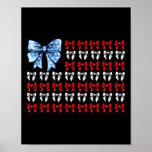 Coquette 4th Of July Bow American Flag Women Girls Poster