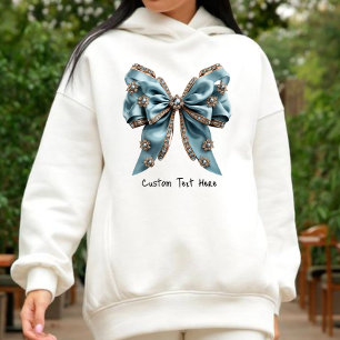 Coquette Aesthetic blue Bow Custom Name Sweatshirt