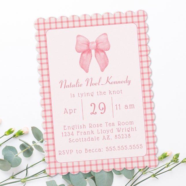 Coquette Aesthetic Bridal Shower Cute Pink Bow Invitation (Creator Uploaded)