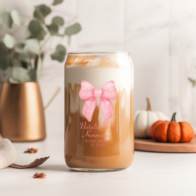Coquette Aesthetic Cute Pink Bow Personalised Can Glass (Creator Uploaded)