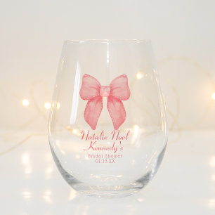Coquette Aesthetic Cute Pink Bow Personalised Stemless Wine Glass