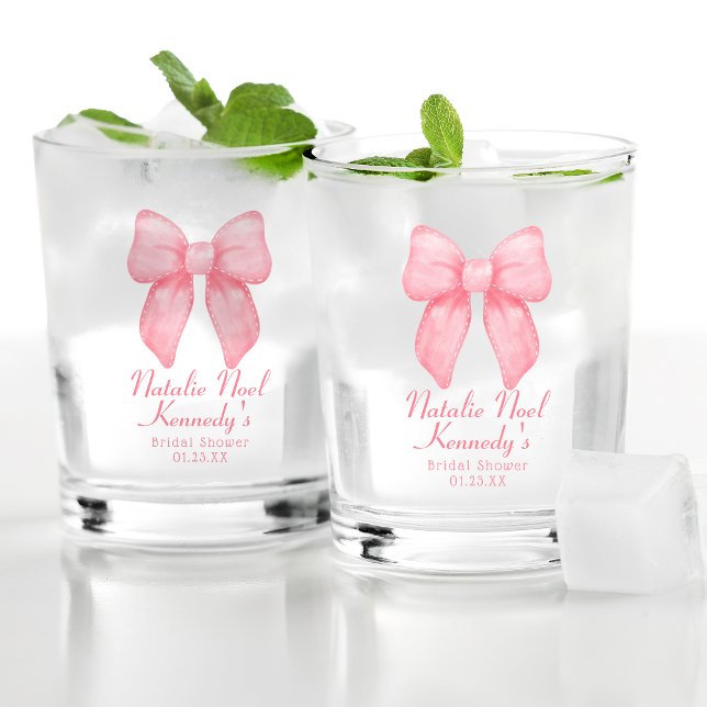 Coquette Aesthetic Cute Pink Bow Personalised Whiskey Glass (Creator Uploaded)