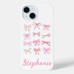 Coquette Aesthetic Light Pink Bows iPhone 15 Case