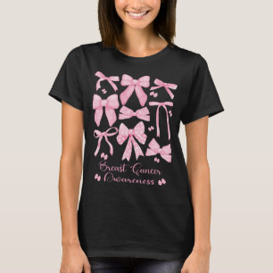 Coquette Aesthetic Pink Bow Breast Cancer T-Shirt