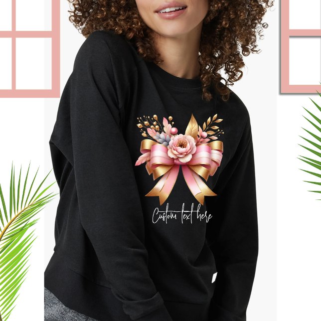Coquette Aesthetic Pink Bow Custom Name Sweatshirt (Creator Uploaded)