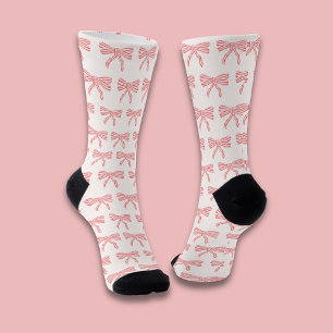 Coquette aesthetic pink bow socks