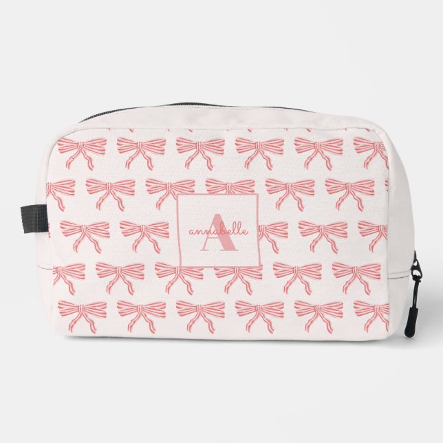 Coquette aesthetic pink bows dopp kit (Front)