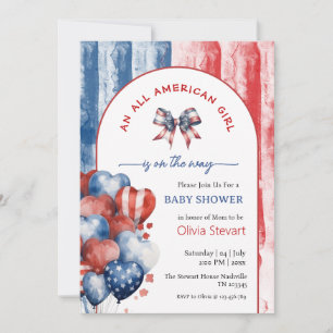 Coquette  All American Girl 4th July Baby Shower Invitation