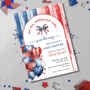 Coquette  All American Girl 4th July Baby Shower Invitation