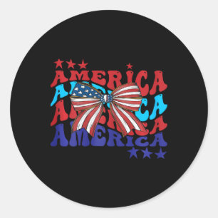 Coquette America Patriotic 4th Of July Women Girls Classic Round Sticker