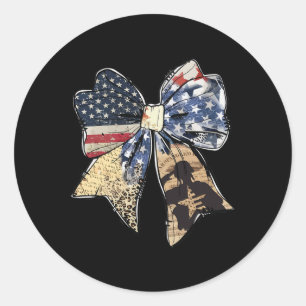 Coquette American Bow 4th Of July Memorial Day Classic Round Sticker