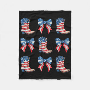 Coquette American Cowgirl Western Boots 4th Of Jul Fleece Blanket