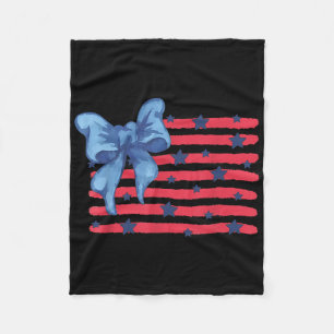 Coquette American Flag 4th Of July Patriotic Women Fleece Blanket