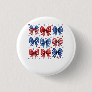 Coquette American Flag Coquette Bow 4th Of July 3 Cm Round Badge