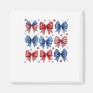 Coquette American Flag Coquette Bow 4th Of July Magnet