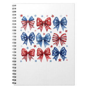 Coquette American Flag Coquette Bow 4th Of July  Notebook