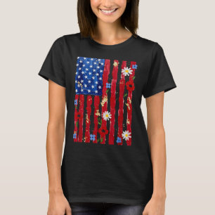 Coquette American Flag Floral 4th Of July Women Gi T-Shirt