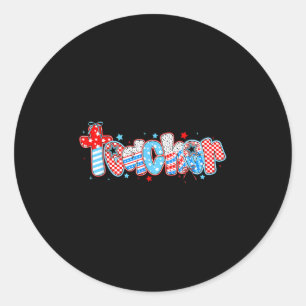 Coquette American Flag Teacher 4th Of July Patriot Classic Round Sticker