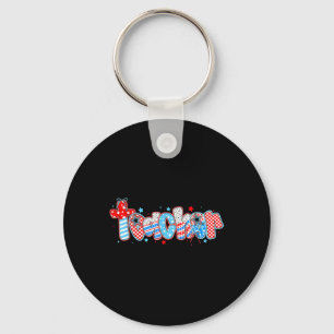 Coquette American Flag Teacher 4th Of July Patriot Key Ring
