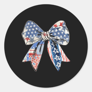 Coquette American Girl Coquette Bow 4th Of July Classic Round Sticker