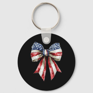 Coquette American Girly 4th Of July American Flag Key Ring