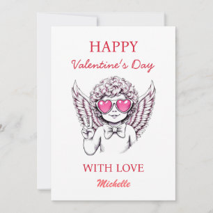 Coquette angel cherub heart Happy Valentine's Day Holiday Card