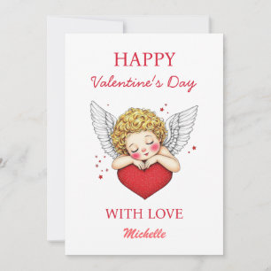 Coquette angel cherub heart Happy Valentine's Day Holiday Card