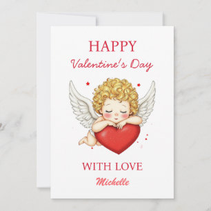Coquette angel cherub heart Happy Valentine's Day Holiday Card