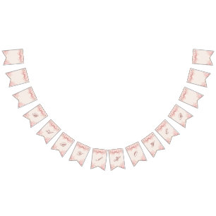 Coquette Baby Girl Bunting Banner, Pink Bow Floral