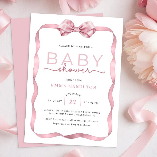 Coquette Baby Shower Thank You Sticker – Elegant P Invitation (Baby Shower Invitation)