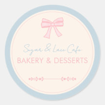 Coquette Bakery Logo Pink Bow Pastel Business