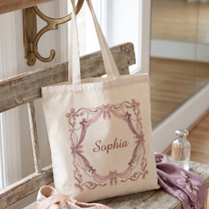 Coquette Ballerina Name Tote Bag Vintage