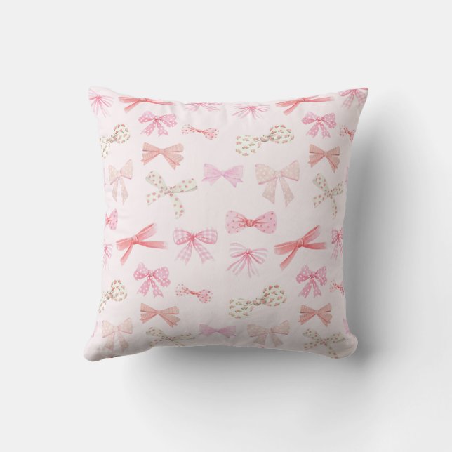 Coquette Balletcore Light Pink Bows Cushion (Back)