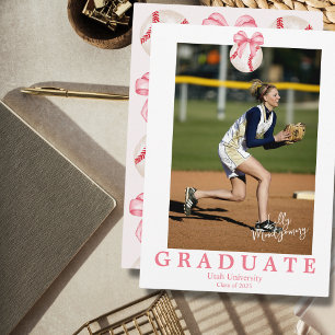 Coquette Baseball Bow Graduation Announcement