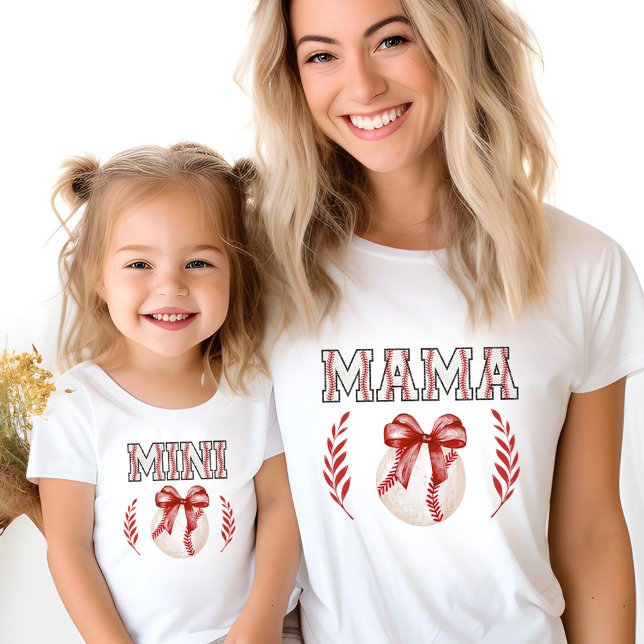 Coquette Baseball Mama Red Bow Custom Back Number T-Shirt (Coquette Baseball Mama Red Bow Custom Back Number T-Shirt)
