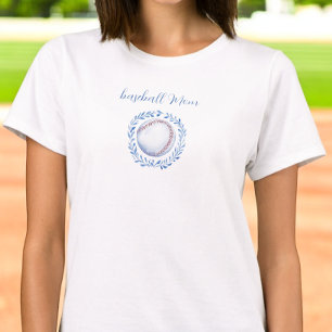Coquette Baseball Mum Floral Chinoiserie Wreath T-Shirt