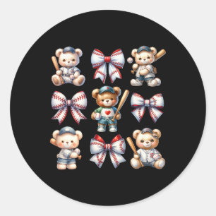 Coquette Bears Sell Bows Sport Cute Women Girls Classic Round Sticker