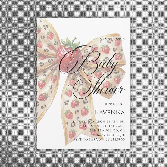 Coquette Berry Bow Simple Template Baby Shower (Creator Uploaded)