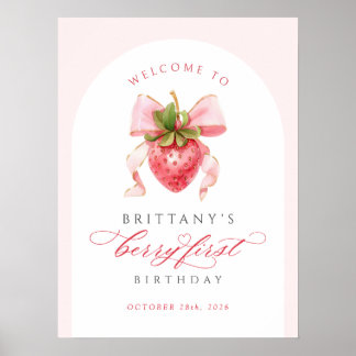 Coquette Berry First Birthday DIGITAL poster