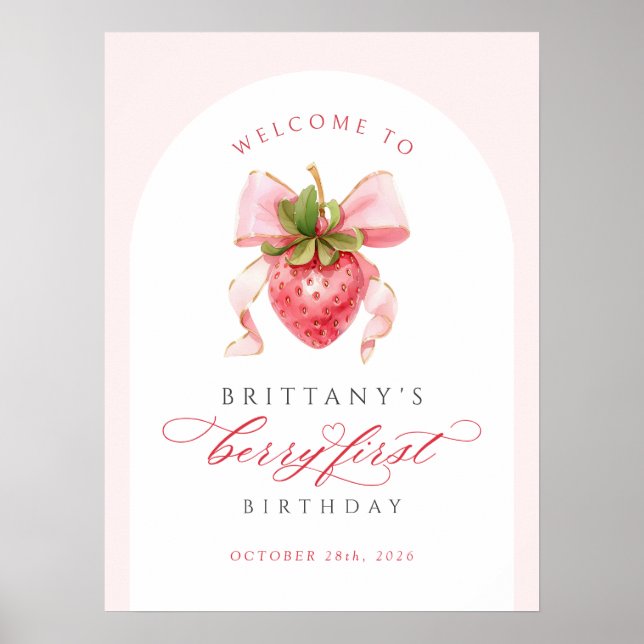 Coquette Berry First Birthday DIGITAL poster (Front)